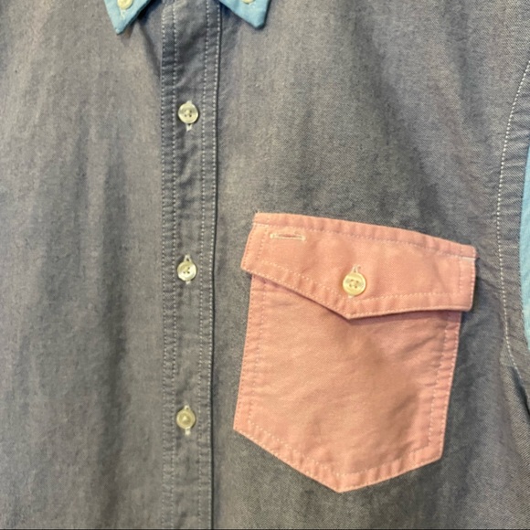 American Eagle Slim Fit Short Sleeve Colorblock Buttondown Shirt - Picture 4 of 4